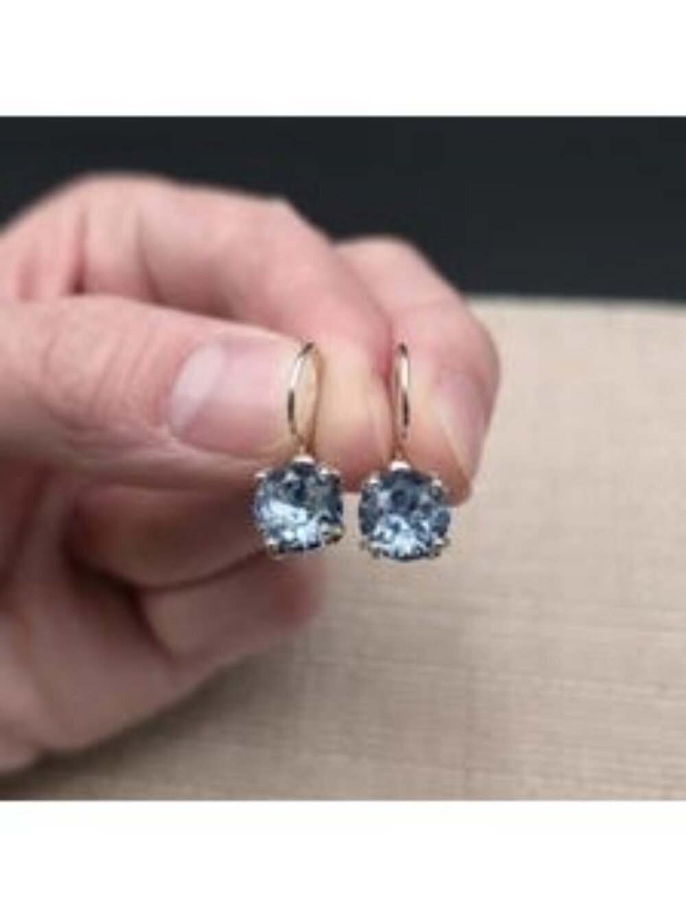 Sterling Silver Light Blue Crystal Earrings - Sparkly Aquamarine Dangles A8220